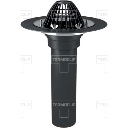 Кровельная воронка Termoclip с листоуловителем и обжимным фланцем без нагревательного эл. ВФ 110x1000 мм